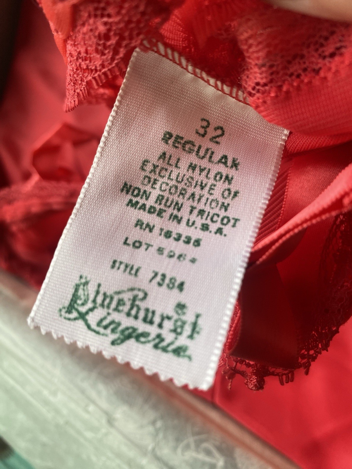 In box Vintage 50s or 60s Pinehurst Lingerie Gorgeous Size 32 Red Nylon slip