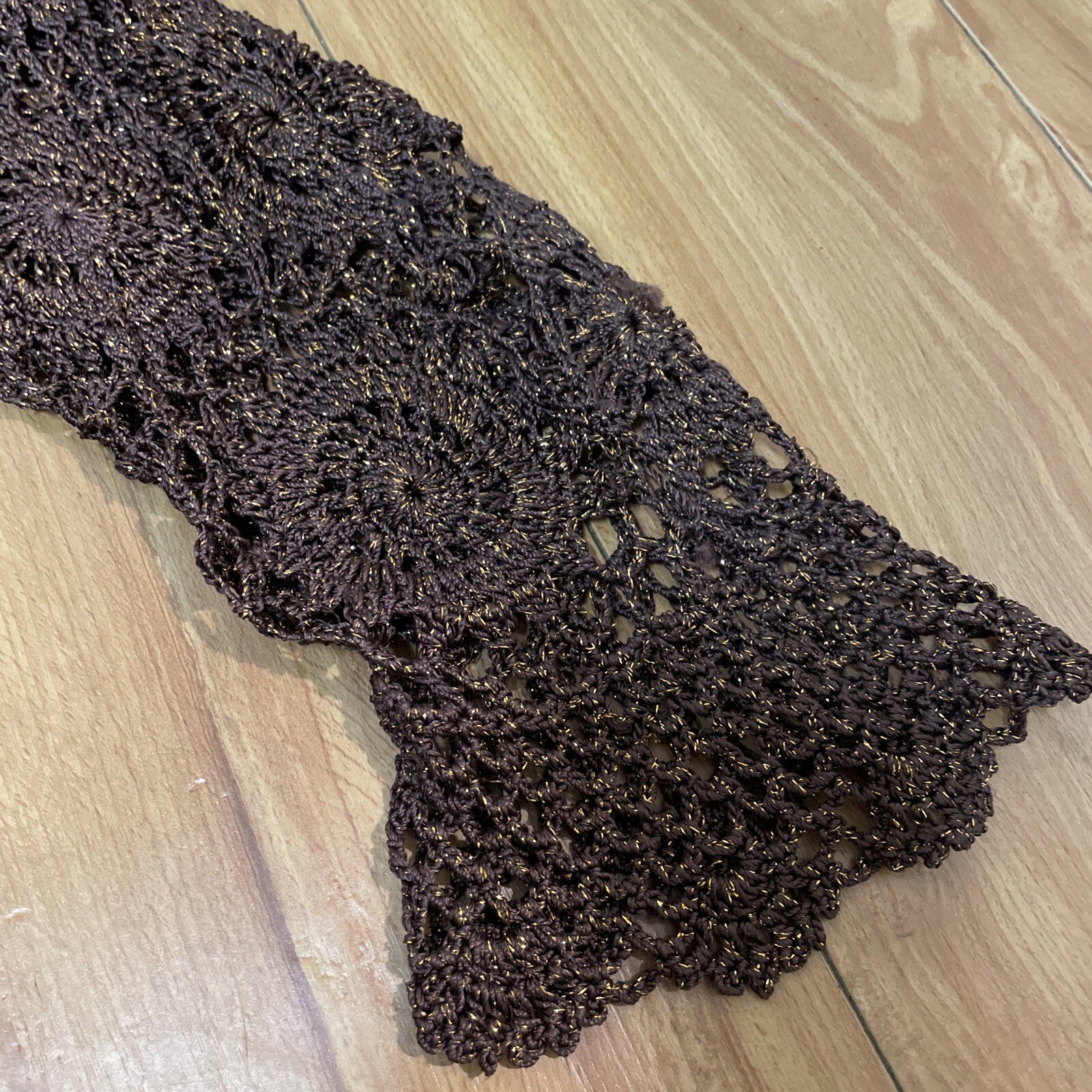 RARE- Vtg Brown & Copper Boho Crochet Top & Cardigan Sizes S/M (Joseph A.)