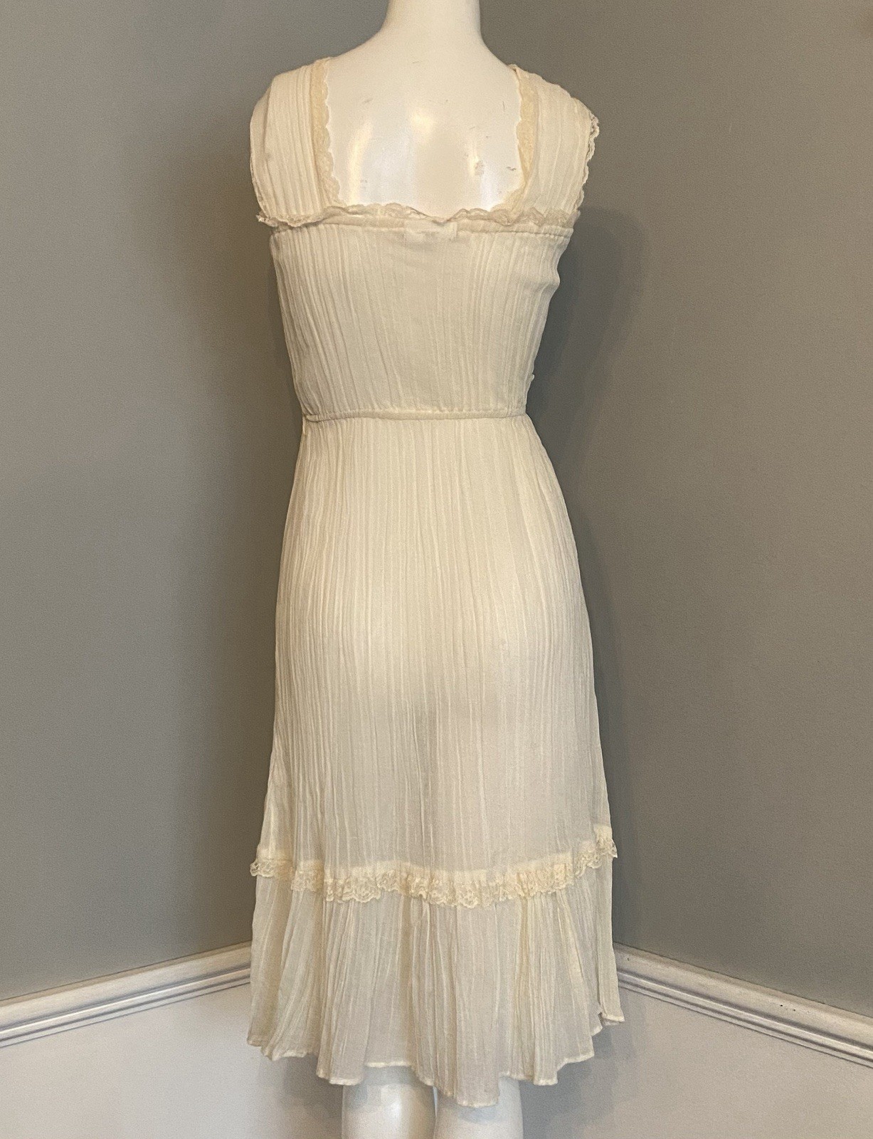 Vintage 1970s Semi Sheer Chiffon Prairie Boho Hippie Sundress California NWOT