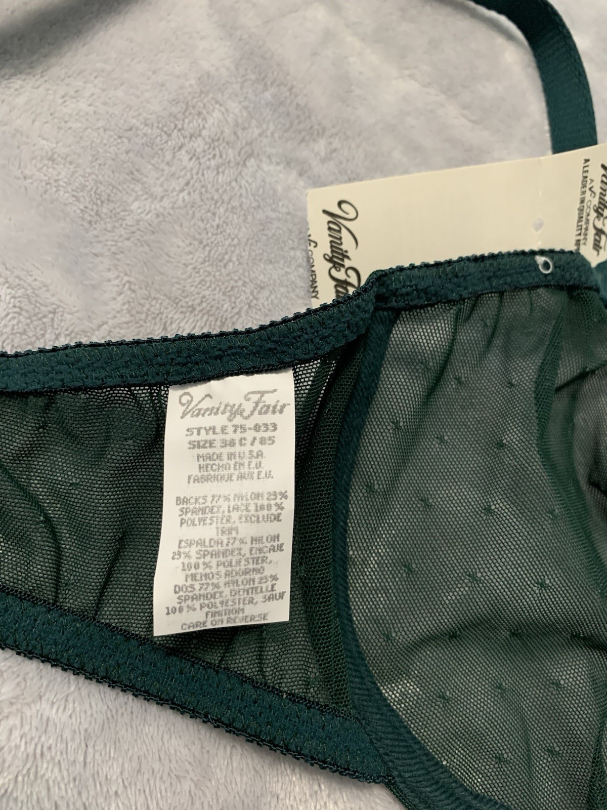 Vtg NEW SHEER Chiffon Lace Vanity Fair UW Bra 38C Front Closure NOS