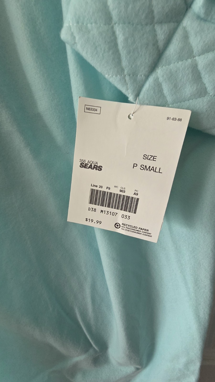Carriage Court for Sears Women&rsquo;s Robe – Small Petite – Aqua Blue Vintage Cozy