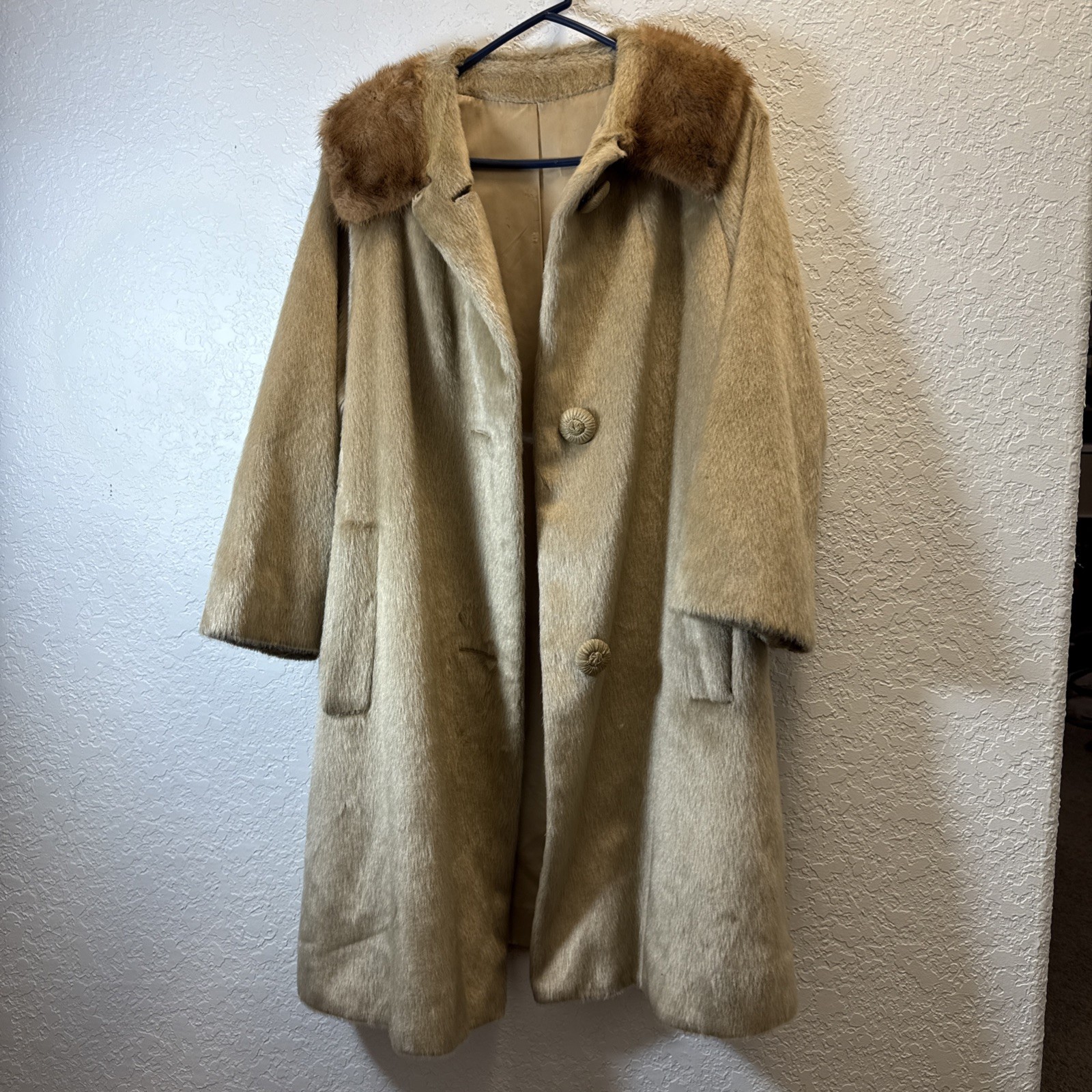 Vintage SPORTOWNE Faux Fur Mink Coat? No Size Tag Womens – READ!