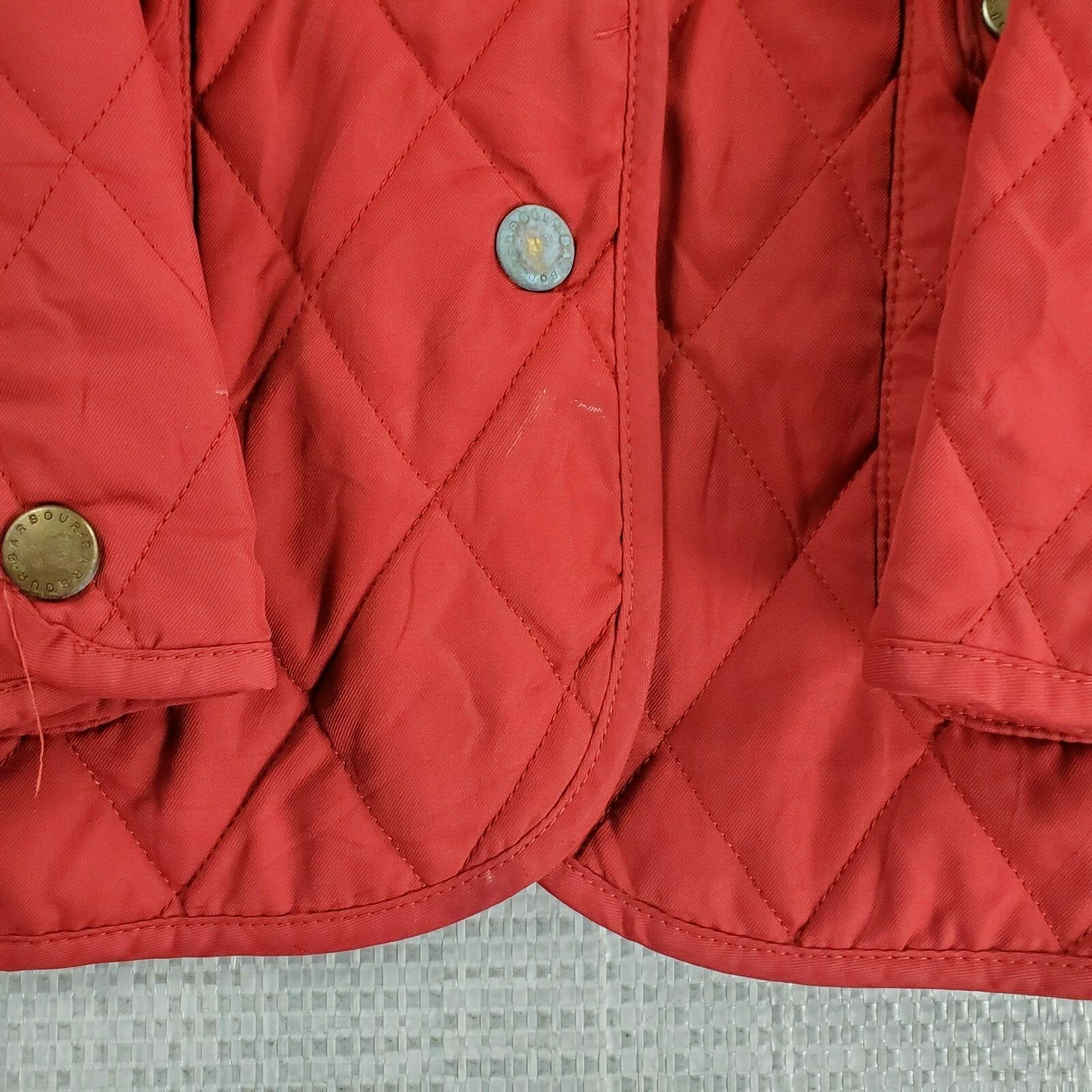 BARBOUR Size 10US Daphne Womens Red Diamond Quilted Snap Front Field Jacket Coat