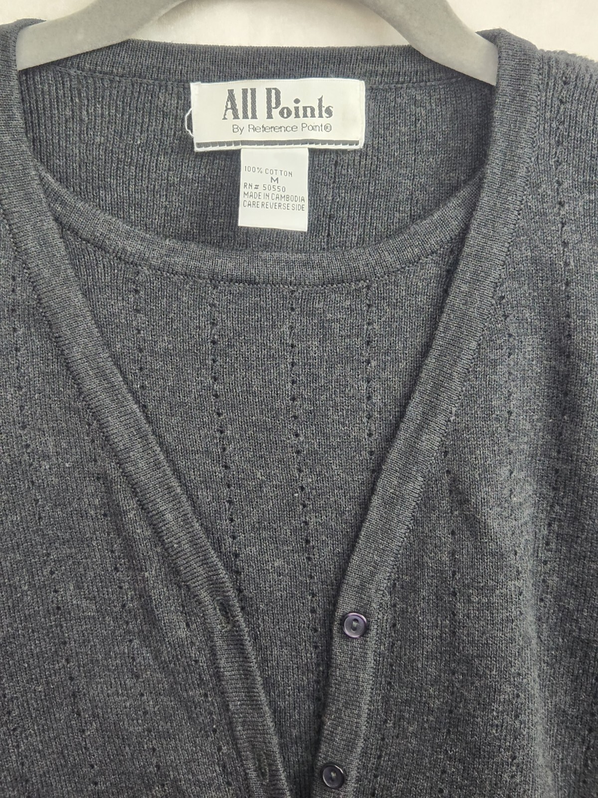 Vintage All Points by Reference Point Women&rsquo;s Gray Knit Cardigan W/ Tank Sz M