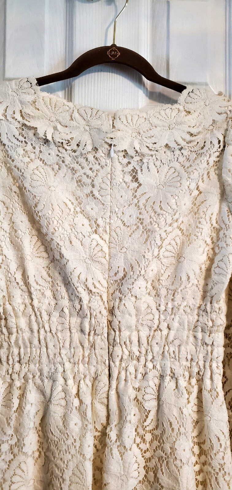 Vintage Ivory Cream Romantic Lace Elastic Waist Cuffs Custom Made Wedding Dress