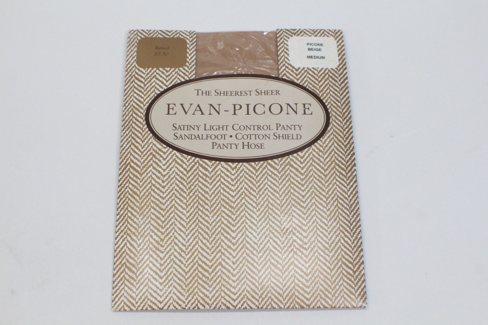 Vintage Evan Picone The Satiny Light Control Pantyhose Beige Medium Sandal Foot