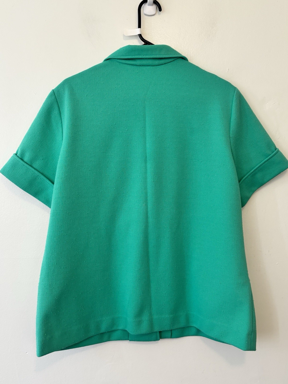 Vintage Lady Graff Jacket Green Pockets Large Button Front Textured