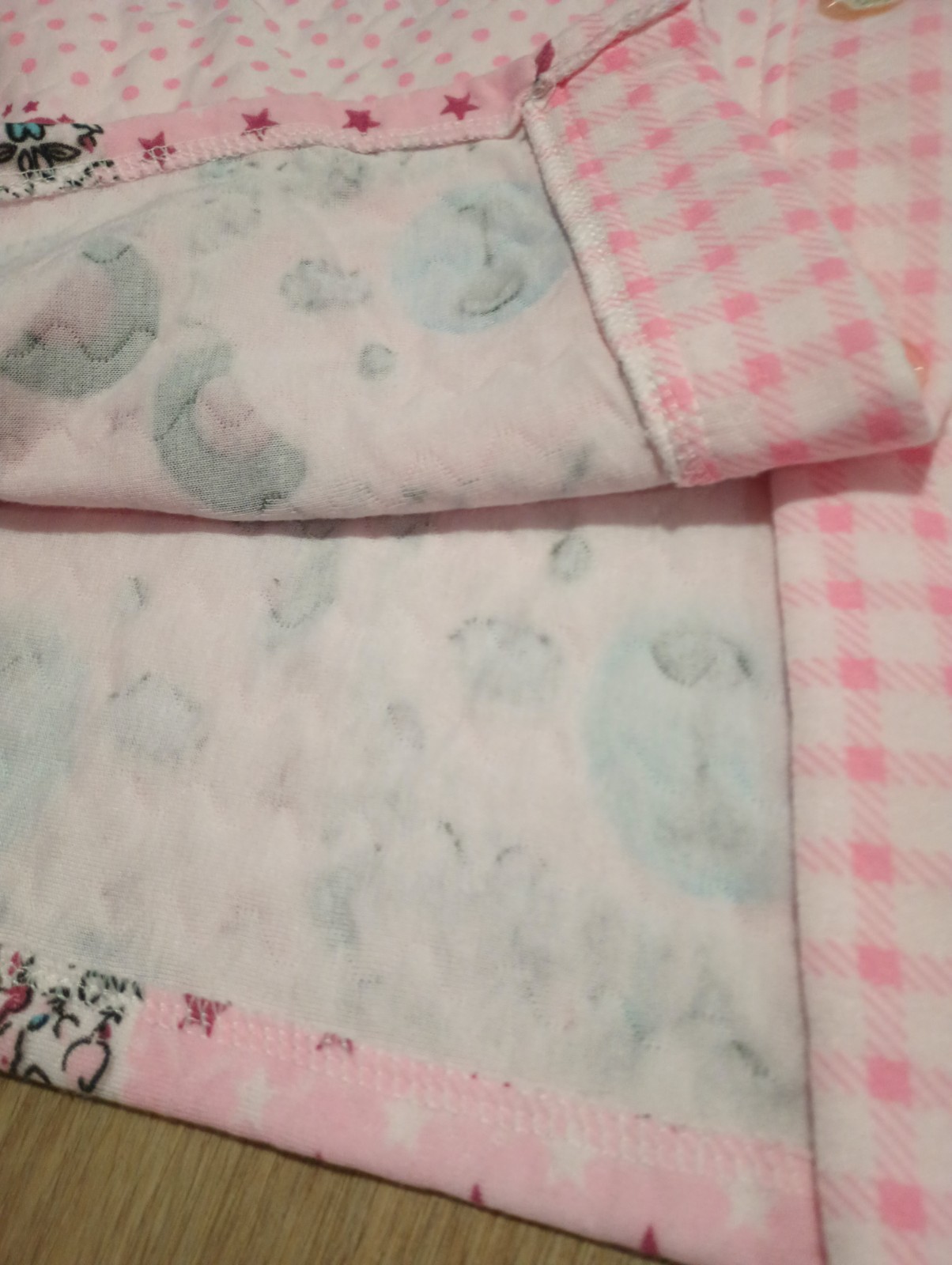 Vtg Quilted Teddy Bear Multi Print Peter Pan Collar Nursery Warm Jacket pink M L