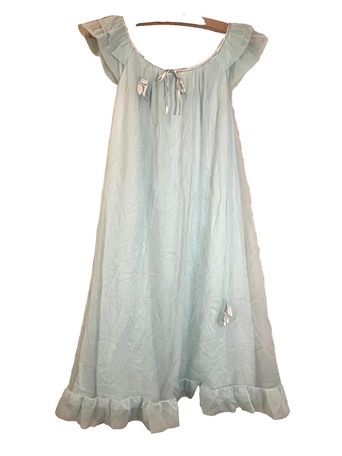 Vintage Gossard Artemis BLUE CHIFFON NIGHTGOWN~Babydoll Nightie*S Sleepwear*Rose