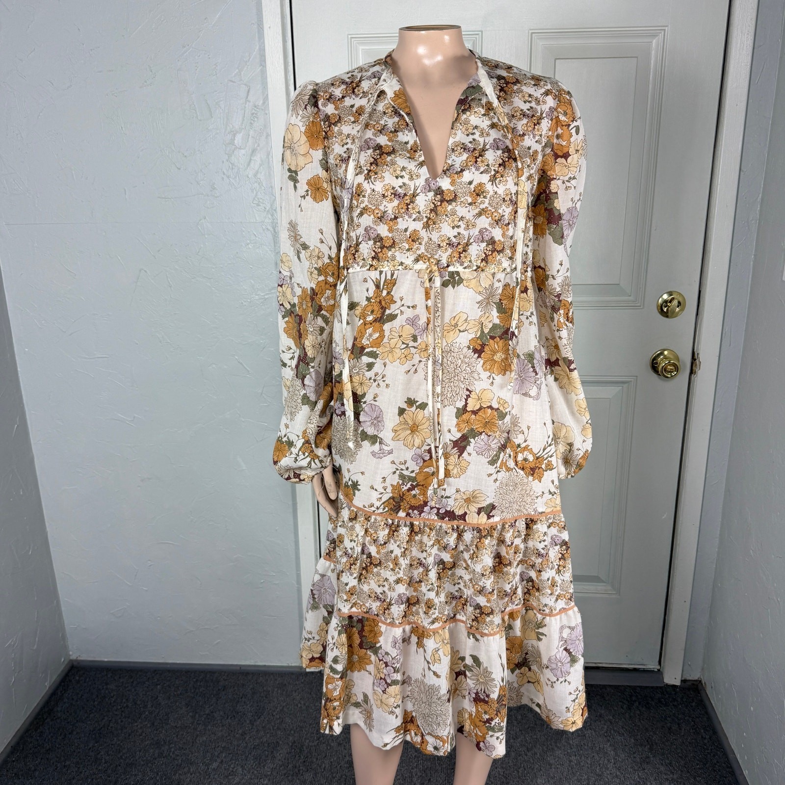 Vintage 70s Jody California Women&rsquo;s Dress 12 Floral Prairie Gunne Style Boho Z14
