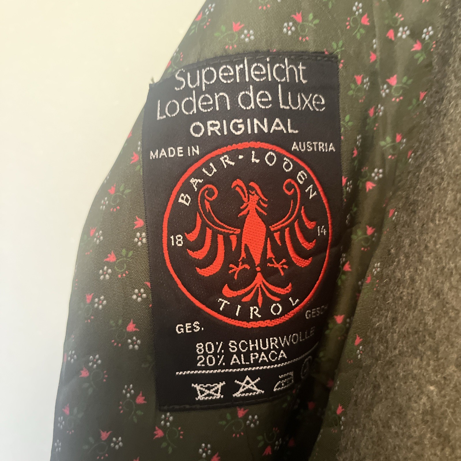 Tirol Baur Loden Austrian Wool Cape Coat Heather Green Floral Lining S/M 36 Euro
