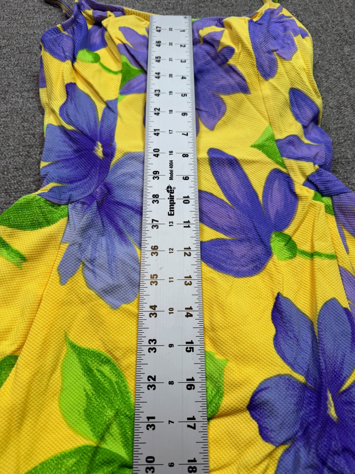 Vintage Cole California Swimsuit Dress Skirt 14 Floral Yellow Purple Swim