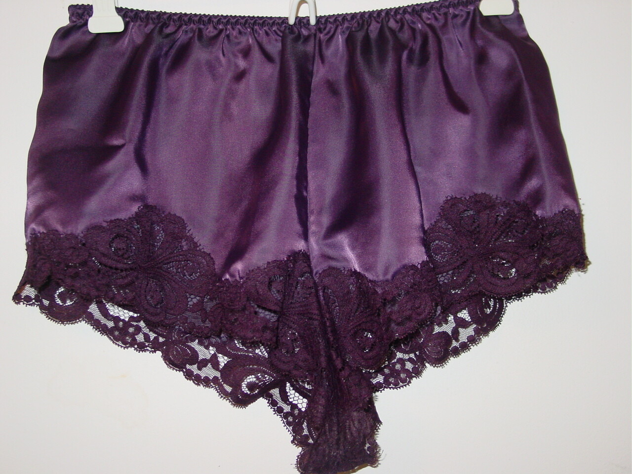 Vintage Victoria&rsquo;s Secret Purple Satin Sleep Shorts Union Label Sissy Made USA-M