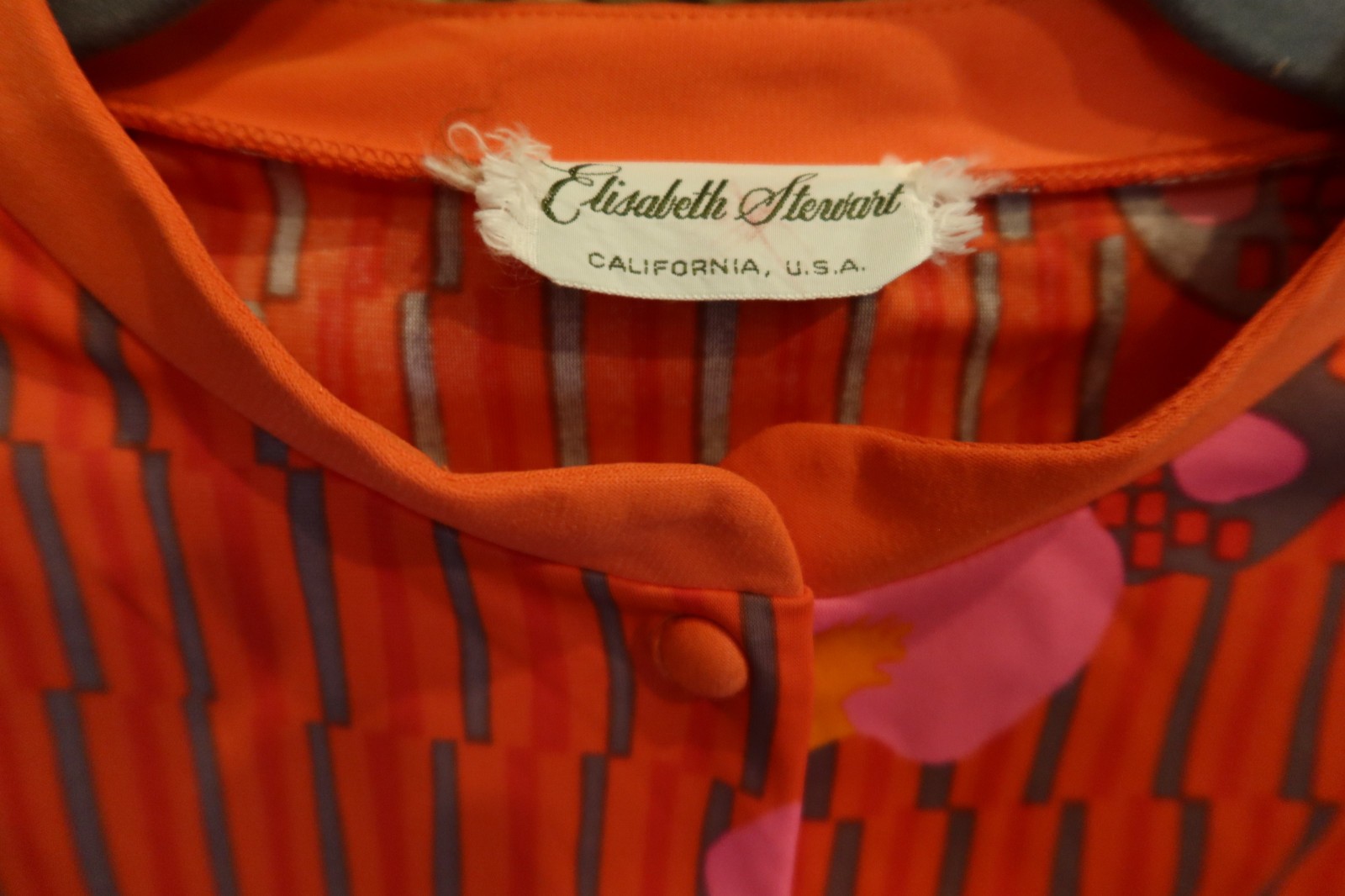 Vintage 70s E-Stewart USA Maxi Dress Orange Pink Psychedelic Pool Party M/L