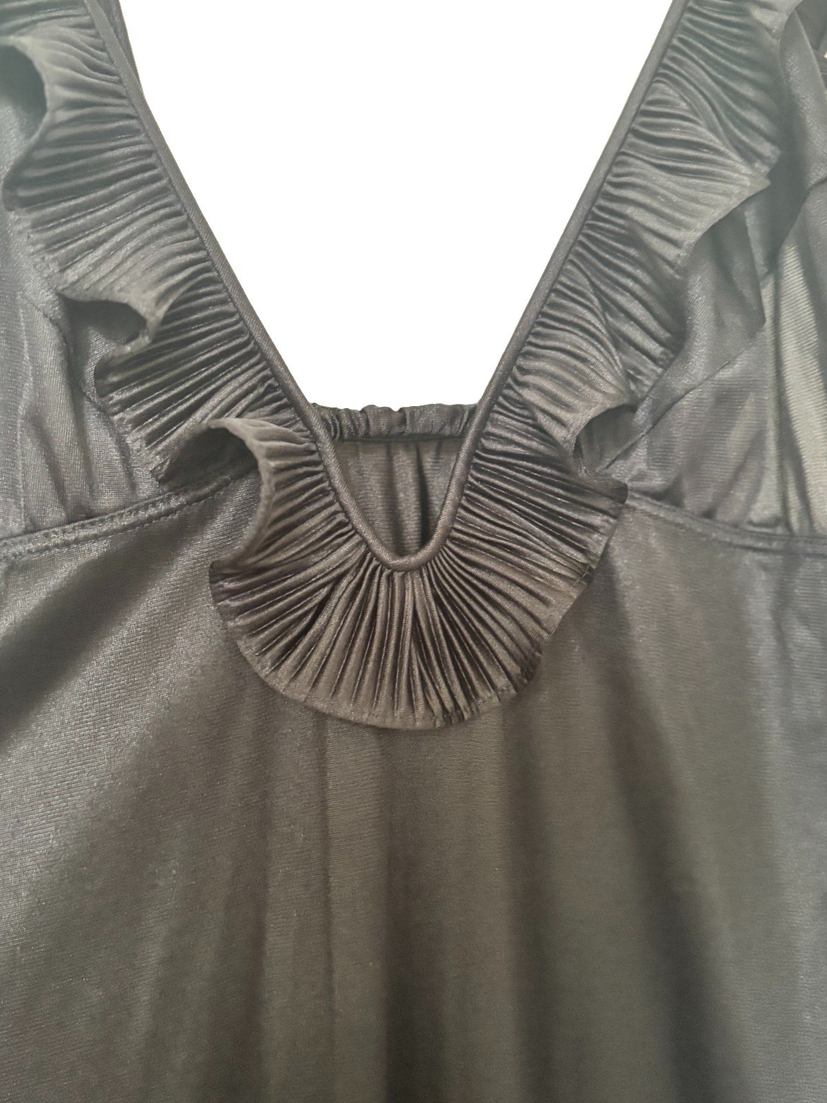 Vintage Flair Lingerie Black 100% Nylon Sheer Long Nightgown Union Made Small