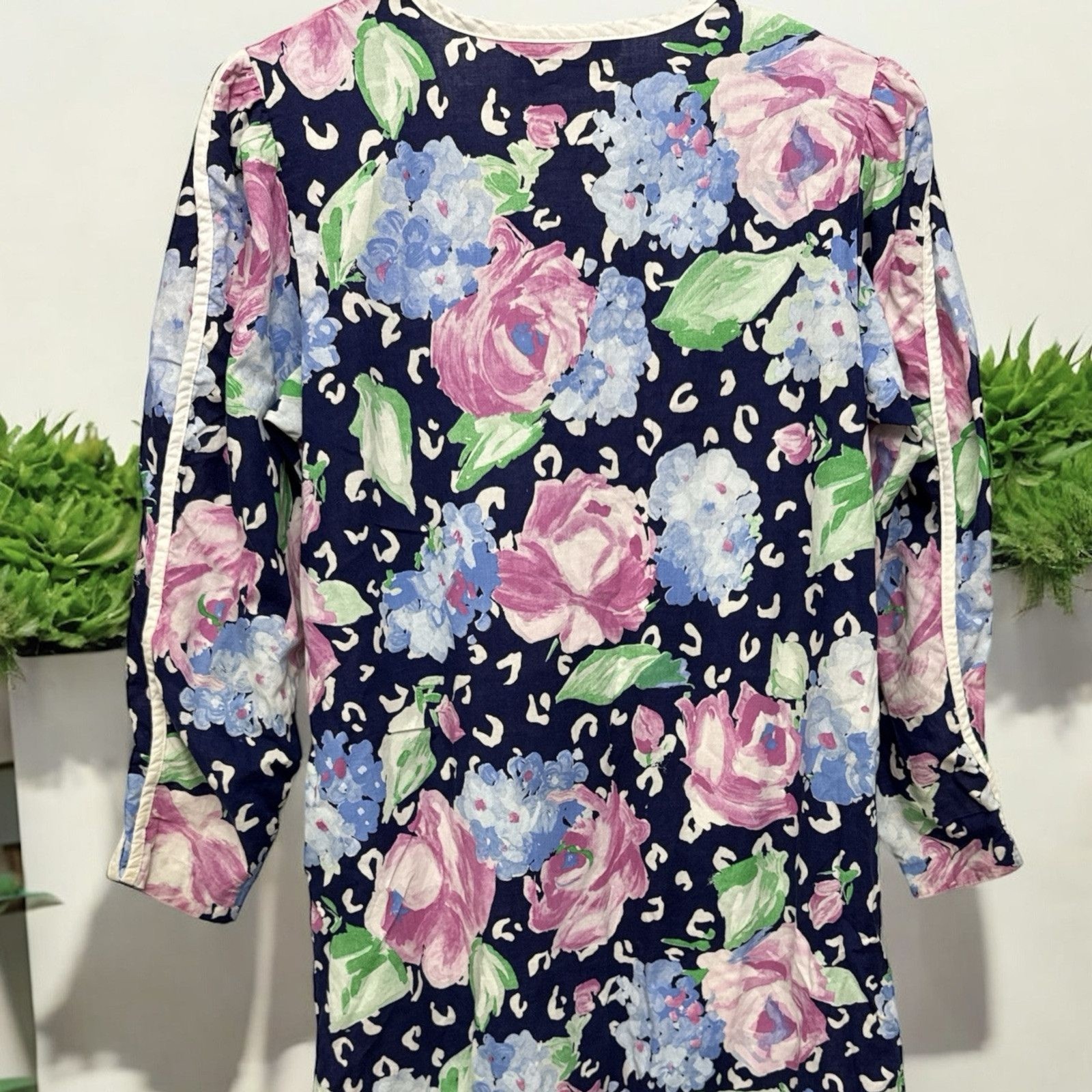 Vintage David Brown California Half Zip House Coat Mumu Dress Sz Large Floral