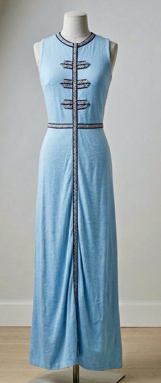 Super Rare 1960s Lilly Pulitzer”The Lilly” Maxi Dress w Chevron Embroidery