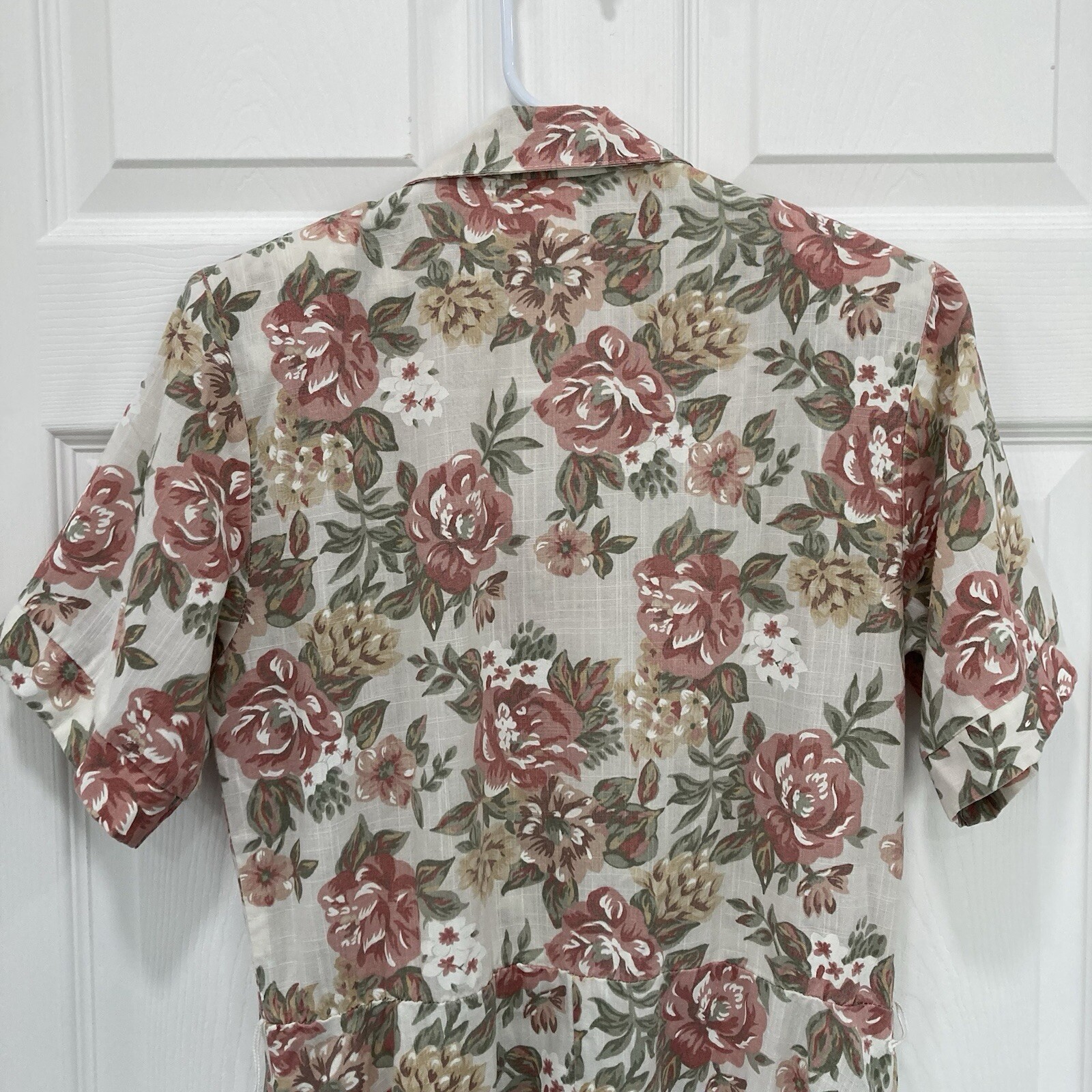 STUART ALAN Vintage 80s Cottagecore White & Pink Floral Dress, Shoulder Pads