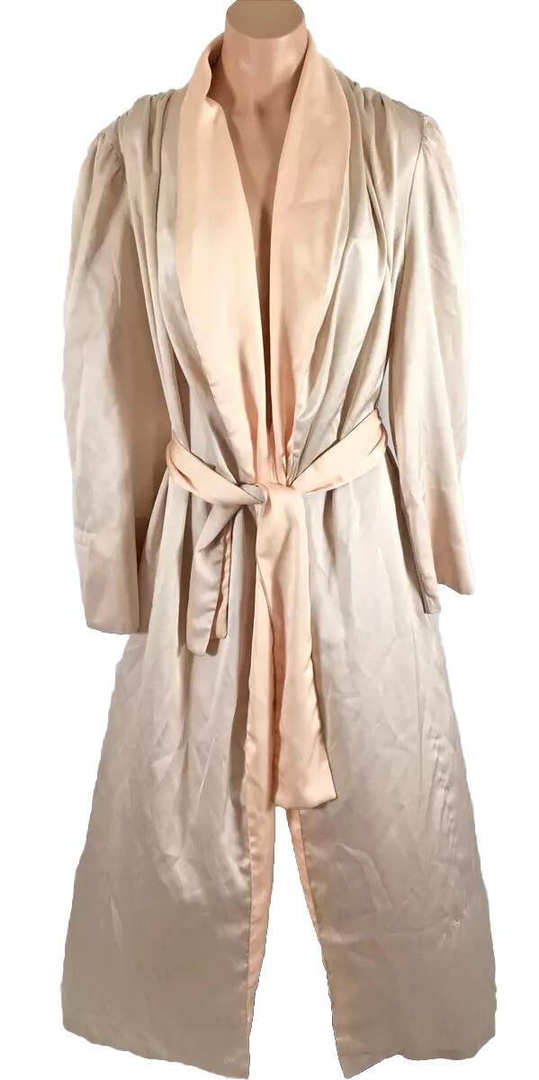 Vintage Marsha Bergen for Colonial House Robe Mauve Pink Satin Silk sz M/L