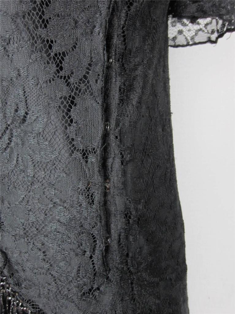 Flapper Dress, Gown Exquisite Beaded Black Lace True VTG 1920s – 30s Paris