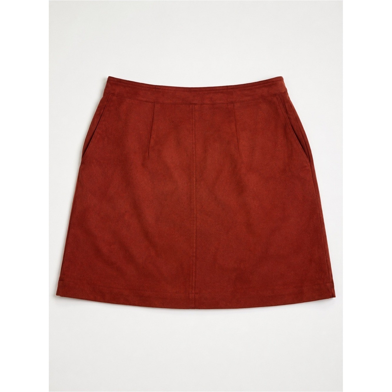 Lulus Rust Faux Suede Wrap Mini Skirt XS Snap Pockets Fall Boho Western Chic