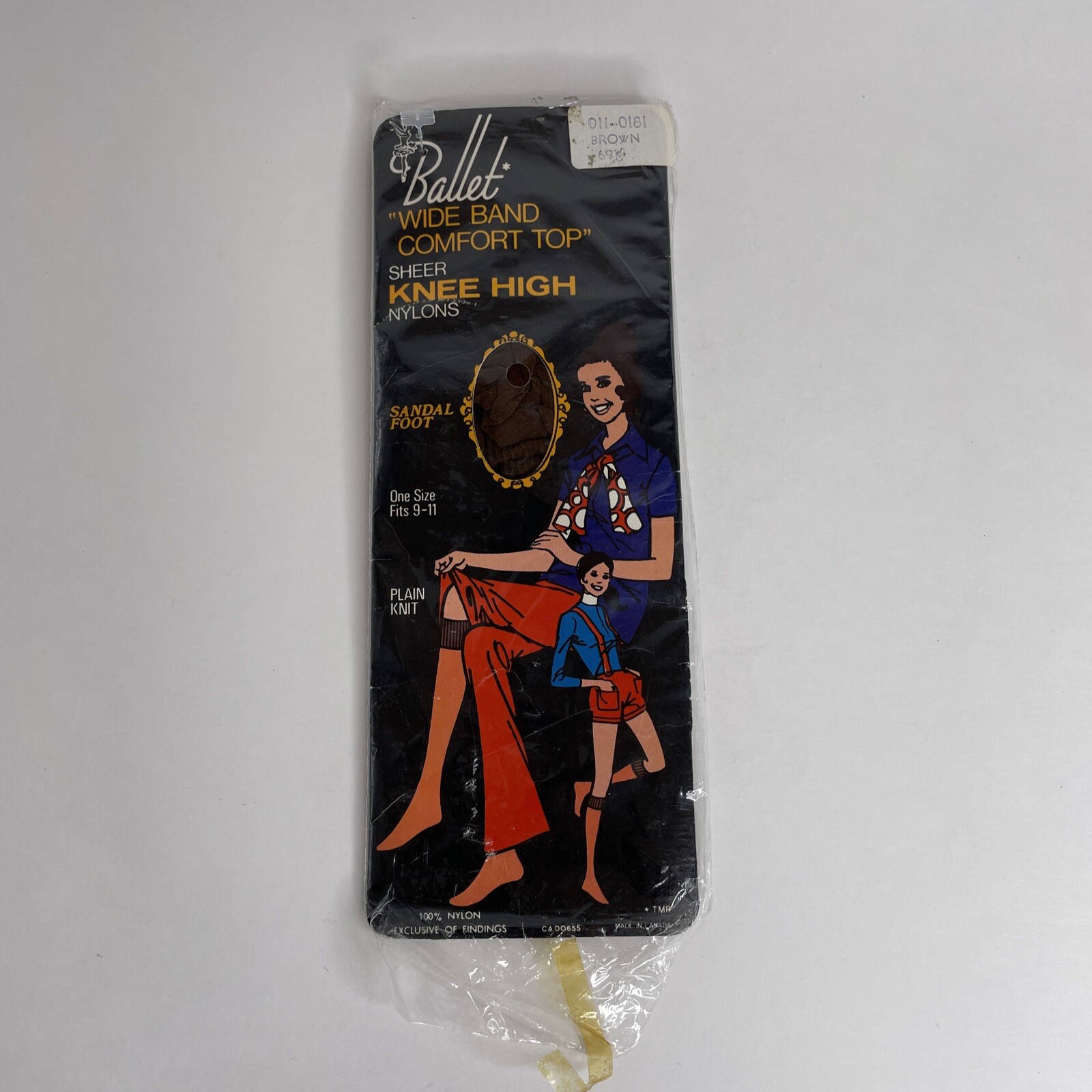 Vintage 1960s Ballet Brand Sandalfoot Nylon Knee Highs &lsquo;Brown&rsquo; Women&rsquo;s Sz 9-11