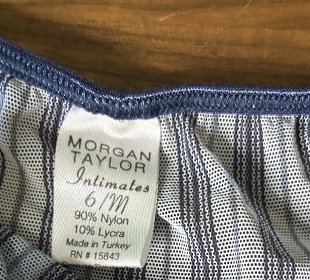 Vtg Morgan Taylor Panties String Bikini 6/M Second Skin Steer Mesh Bow Lace HOT