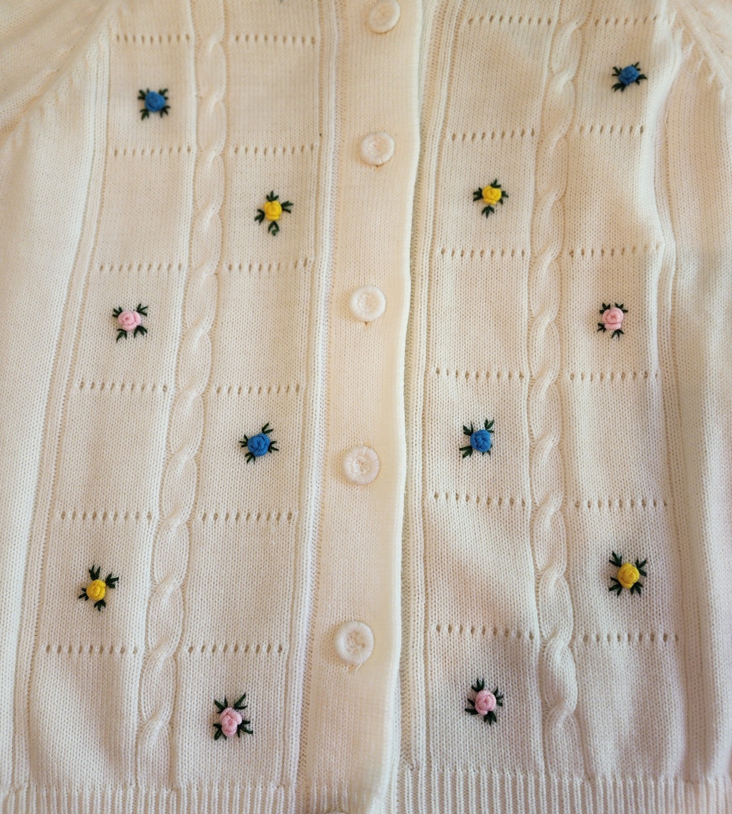 Vintage 60&rsquo;s Cardigan Women&rsquo;s 44 (M) Miss Holly Embroidered Grandma Cottage Core