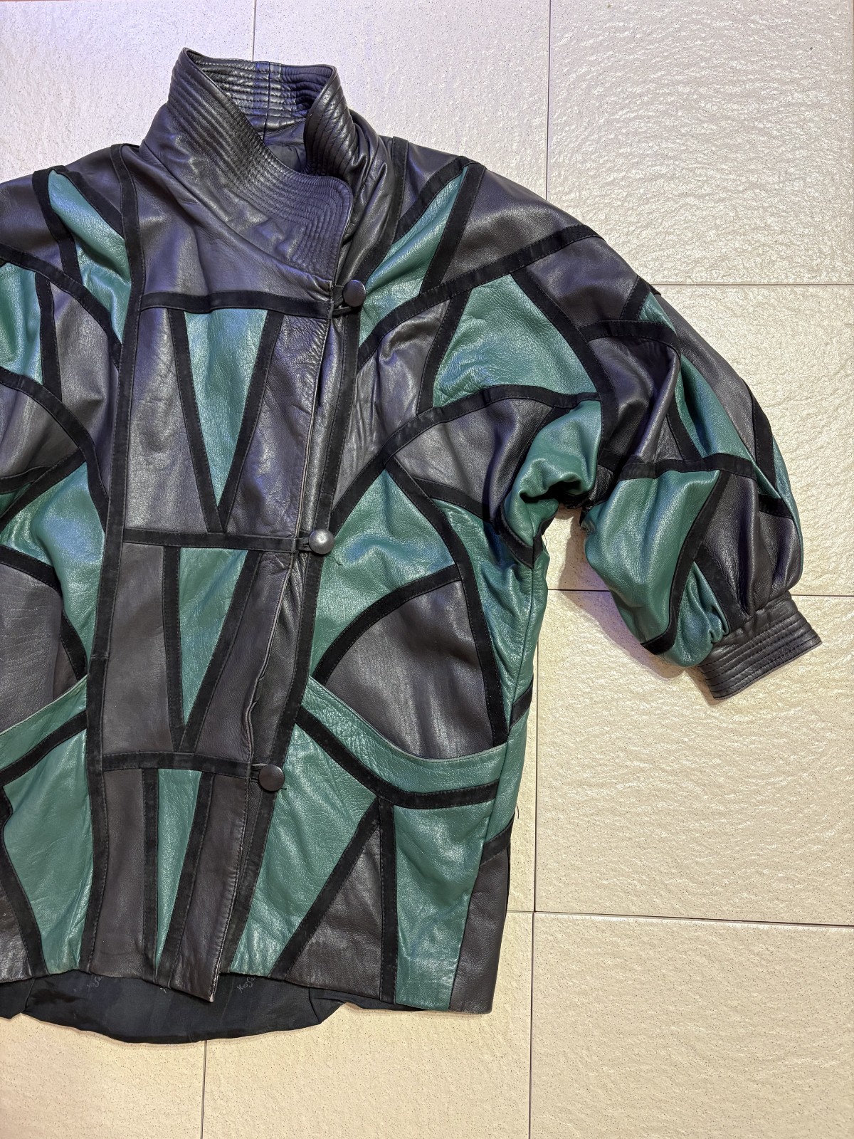 Rare Vintage Yves Saint Laurent Patchwork Leather Batwing Jacket 80s YSL Paris