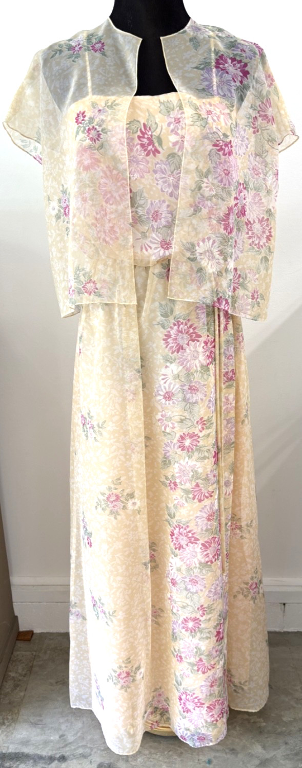 Vintage Floral Maxi Sheer Dress size 11/12
