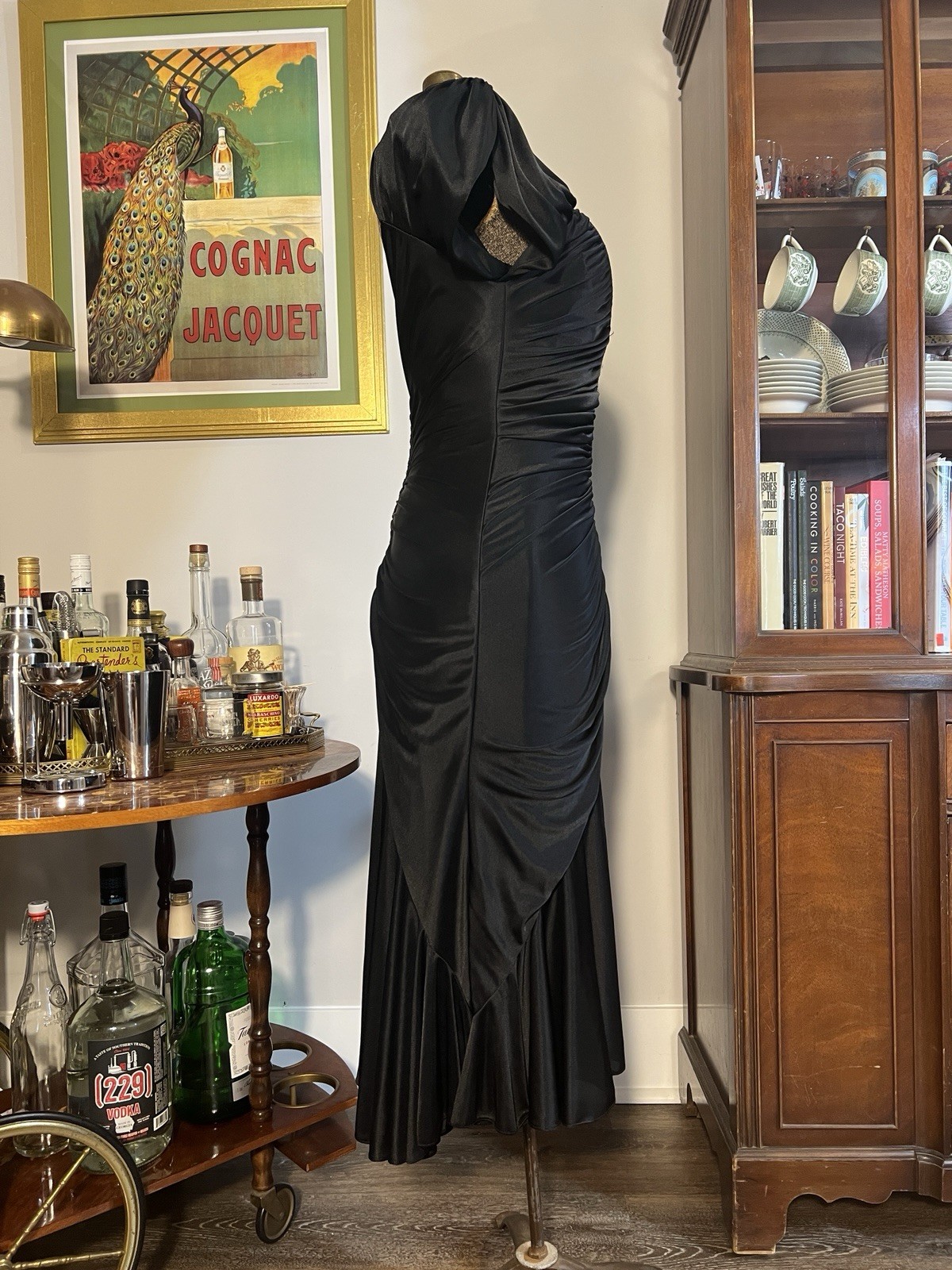 Vintage 1980s Black Hollywood Bombshell Mermaid Dress
