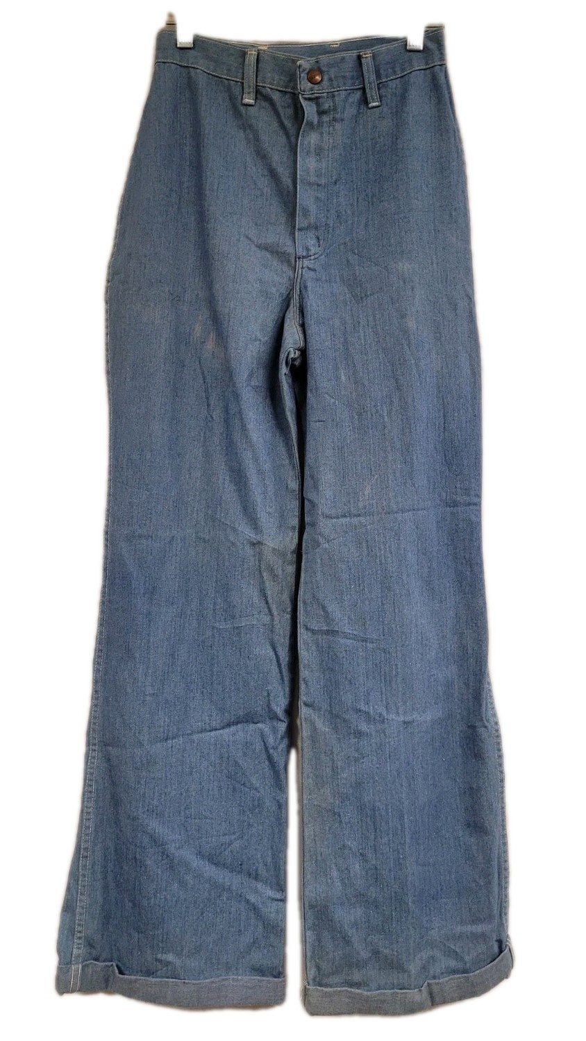 WOMENS VINTAGE MAVERICK JEANS 70s BELL BOTTOM FLARE DENIM HIGH WAISTED 25X32