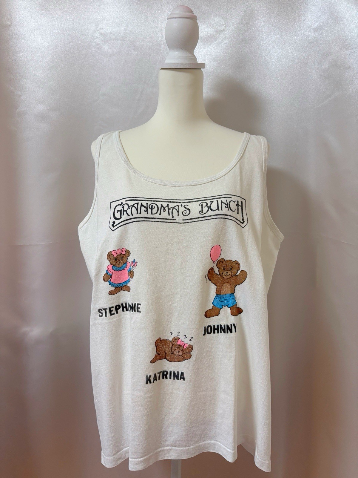 Vintage 1990s Anvil Teddy Bear Tank Top Grandma Core XL Made in USA