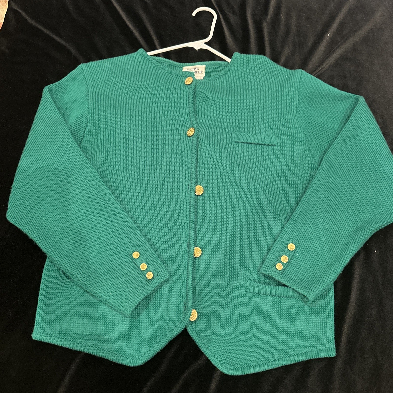 VTG Hastings & Smith Emerald Green Cardigan Sweater Cottage/Grandma