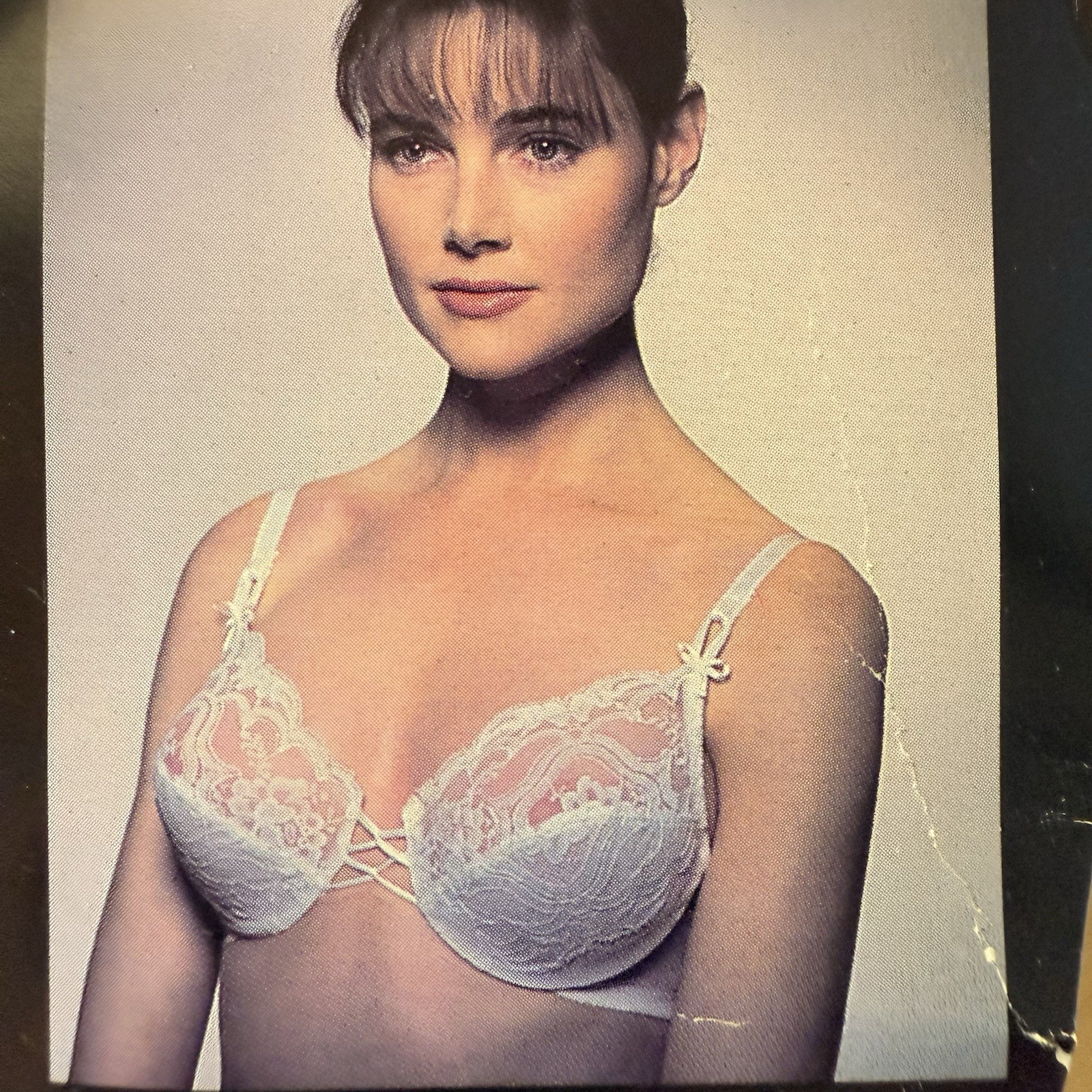 Vintage Vanity Fair Bra 32D Sheer White Nylon Lace Floral Full Figure Underwire