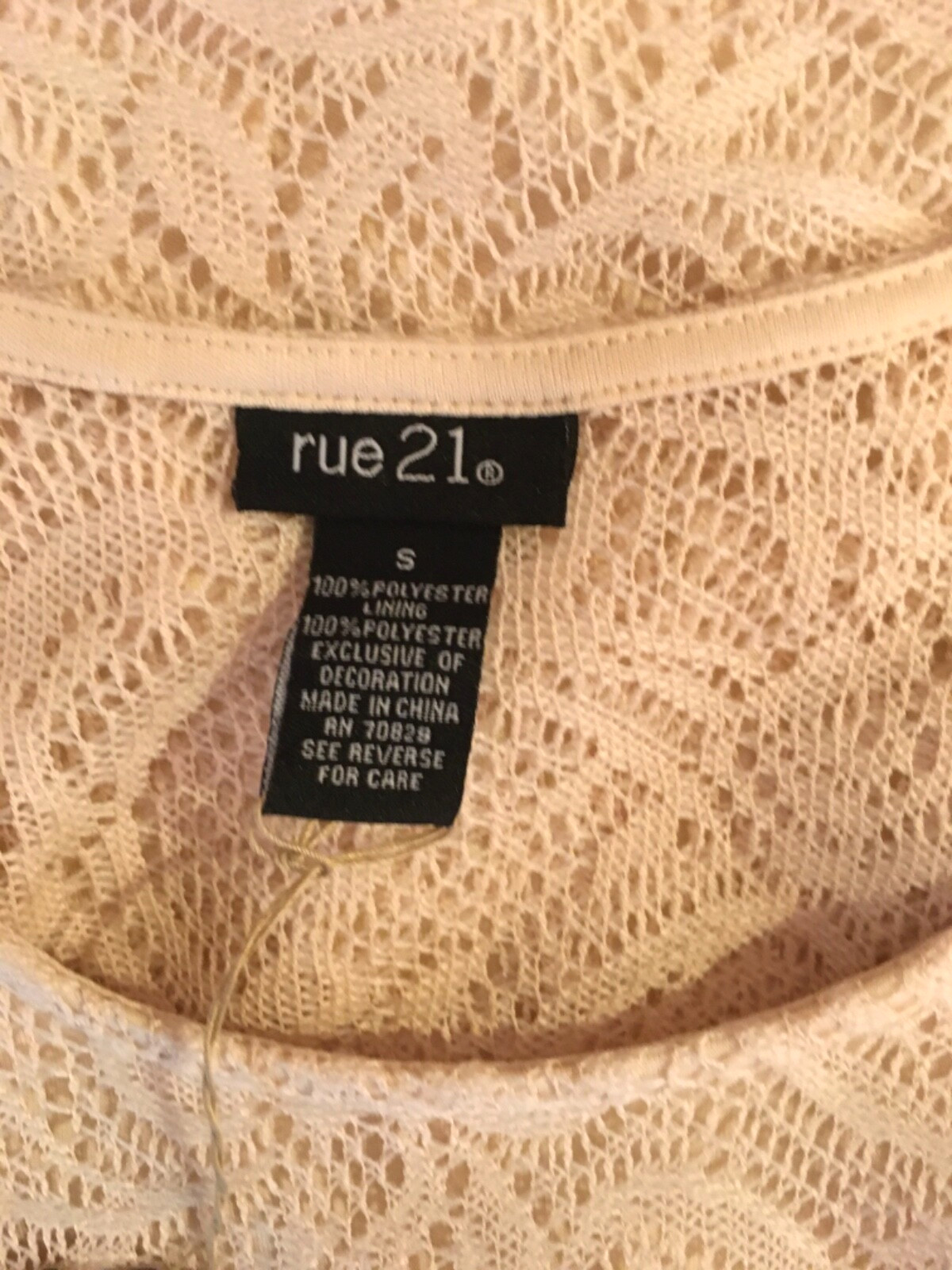 Cream, lacy, mini dress, with sheer back, & crochet insert, (#7849)