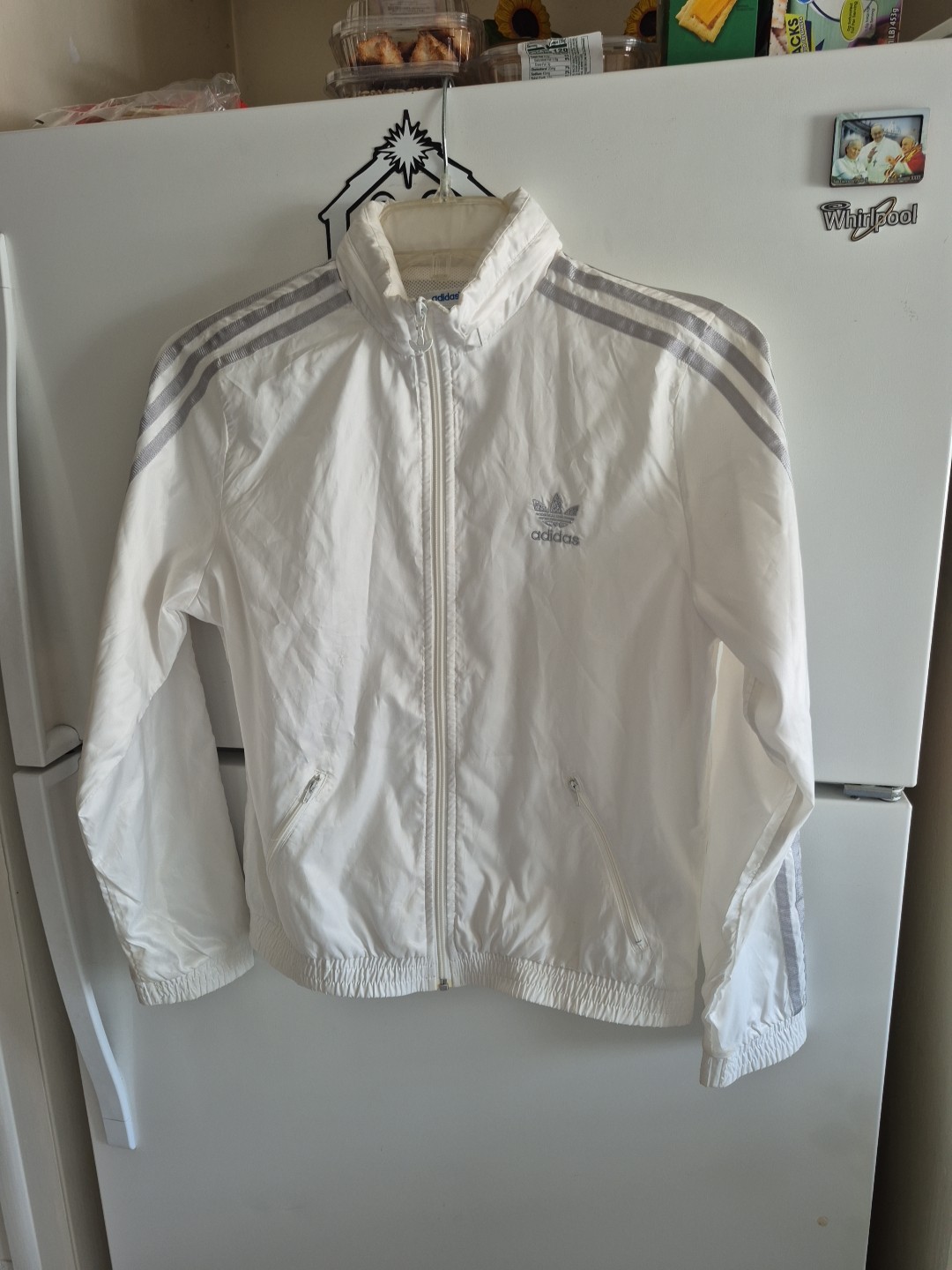 Vintage 2010 Adidas PO1593 Windbreaker White And Silver Jacket Women&rsquo;s Size M