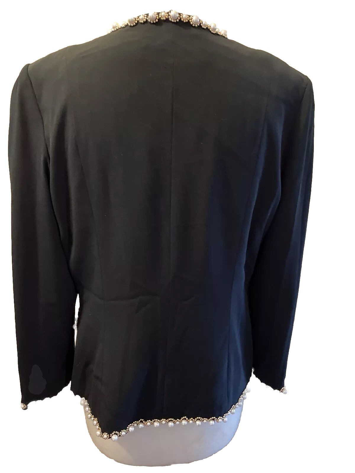 Vtg d’ore by Della Roufogali Beaded Black Open Cardigan Sz 10