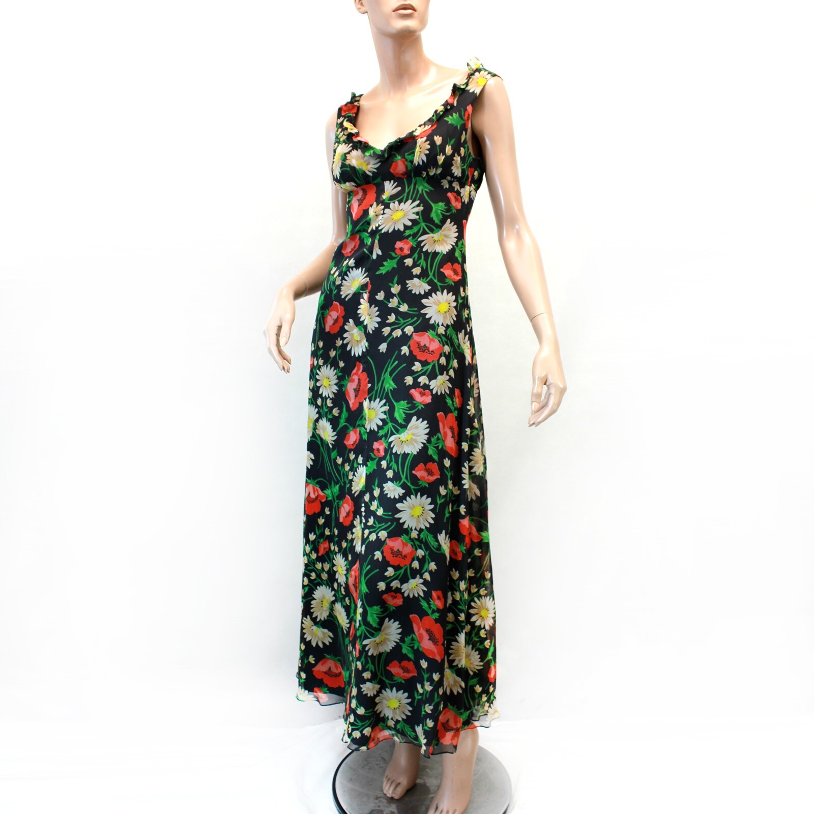 Vintage 70&rsquo;s Corky Craig empire waist lined prairie floral maxi dress 5 Small