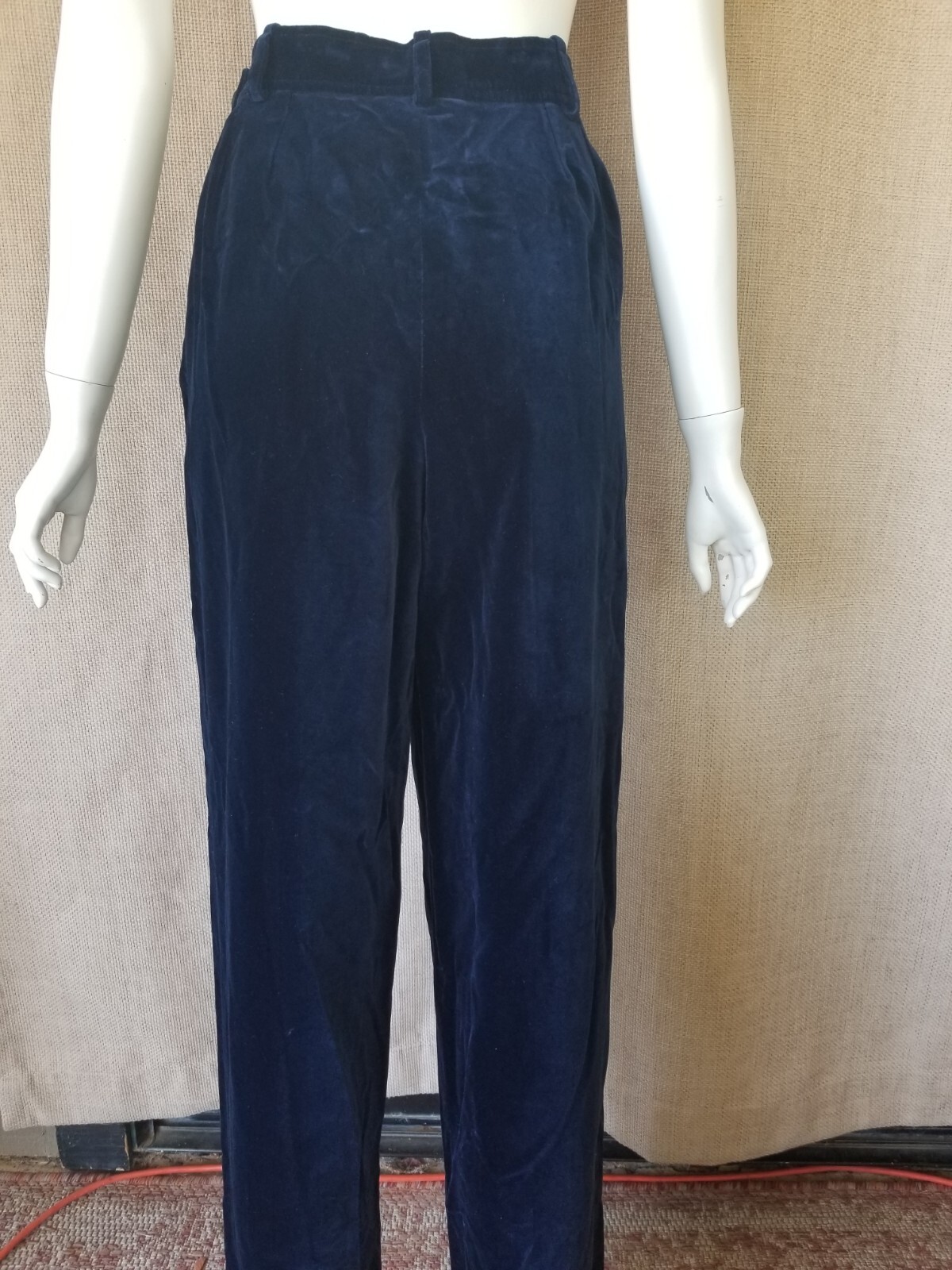 1980&rsquo;s YVES SAINT LAURENT RIVE GAUCHE Blue Velvet trousers Womens Vintage Pants