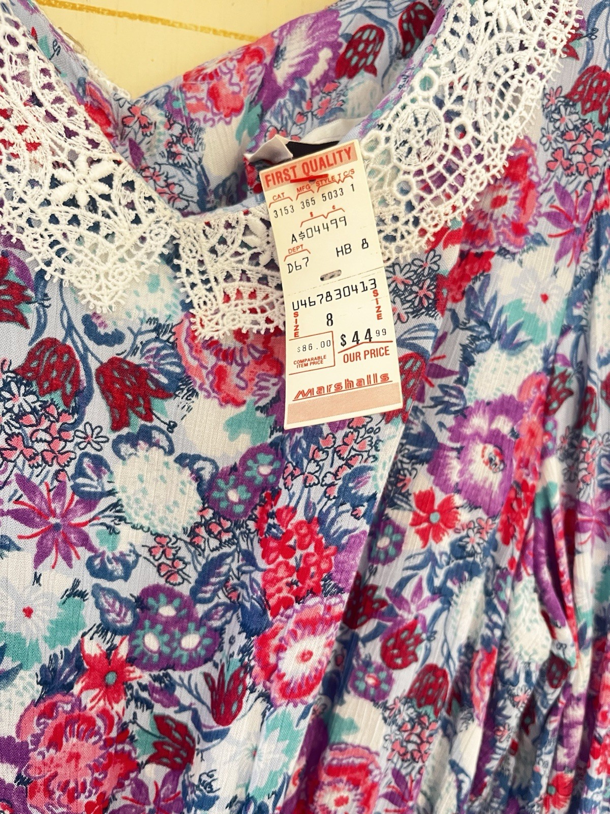 Vintage 1980&rsquo;s Janet Simmons Purple Floral Rayon Knee Length Dress Size 8 Retro