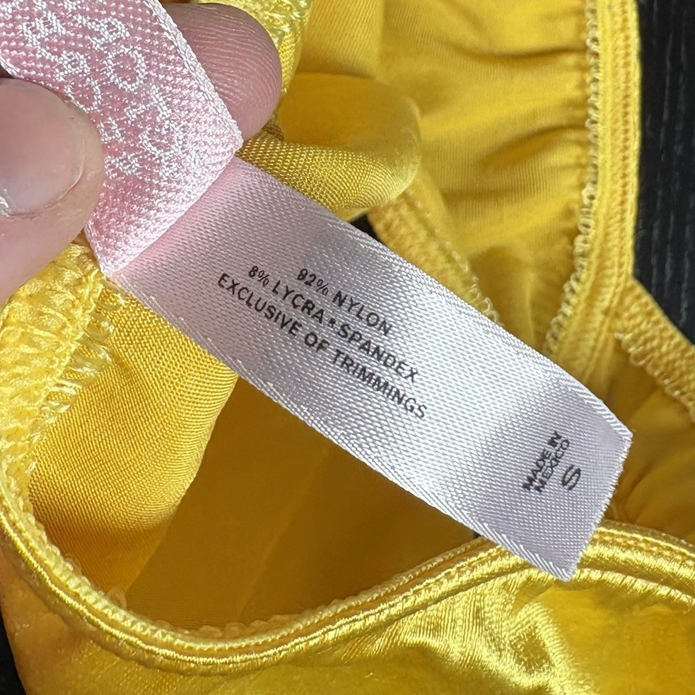 Vintage Victoria&rsquo;s Secret Second Skin Satin Bra Set Golden Yellow Size 34C/S
