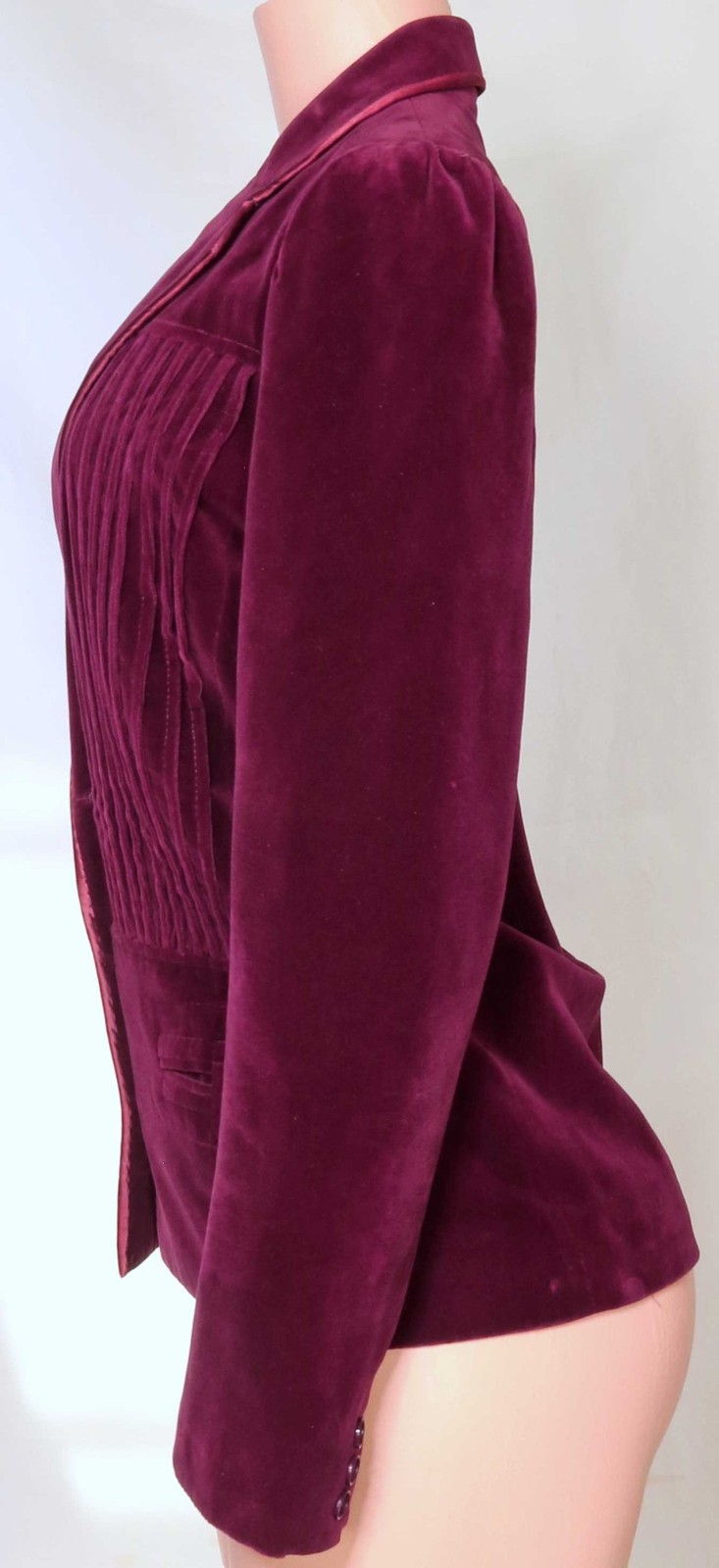 Vintage Ted Lapidus Haute Couture Jacket Burgundy Red Pleated Velvet Satin 36/S