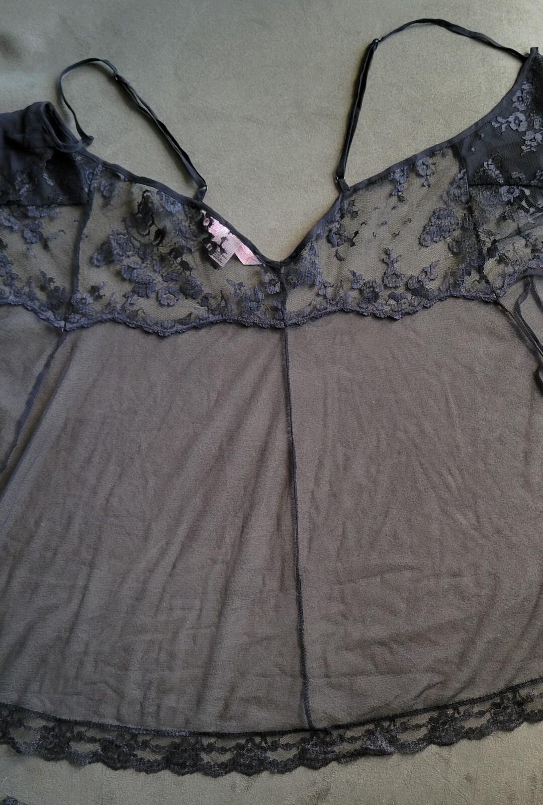 NWOT Vintage Victoria&rsquo;s Secret Black Sheer Teddy & Thong Panties Set Size Small