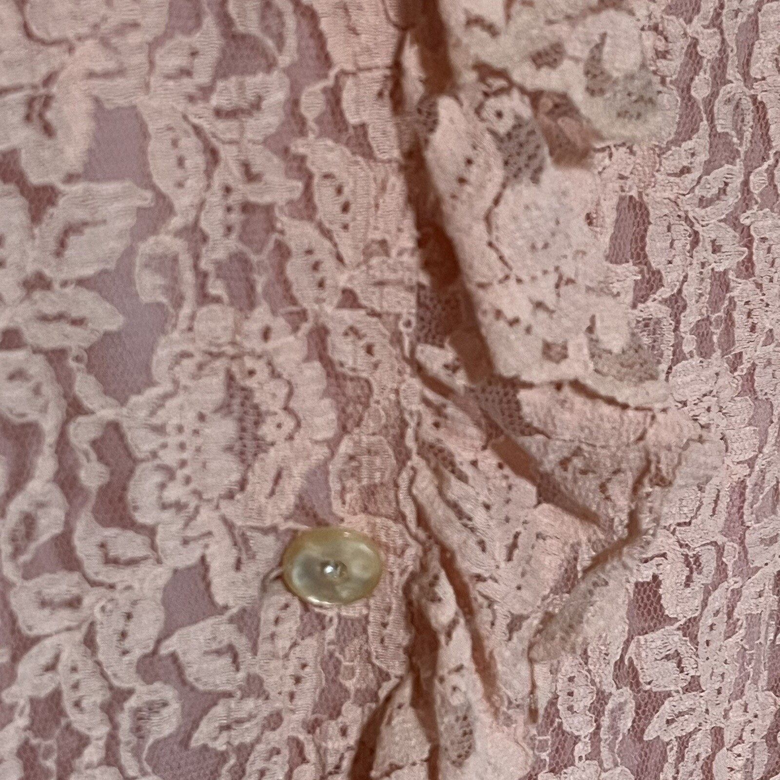 Vintage Lounge craft Original Full Lace Pink Long Peignoir Robe Sz Med – Lg