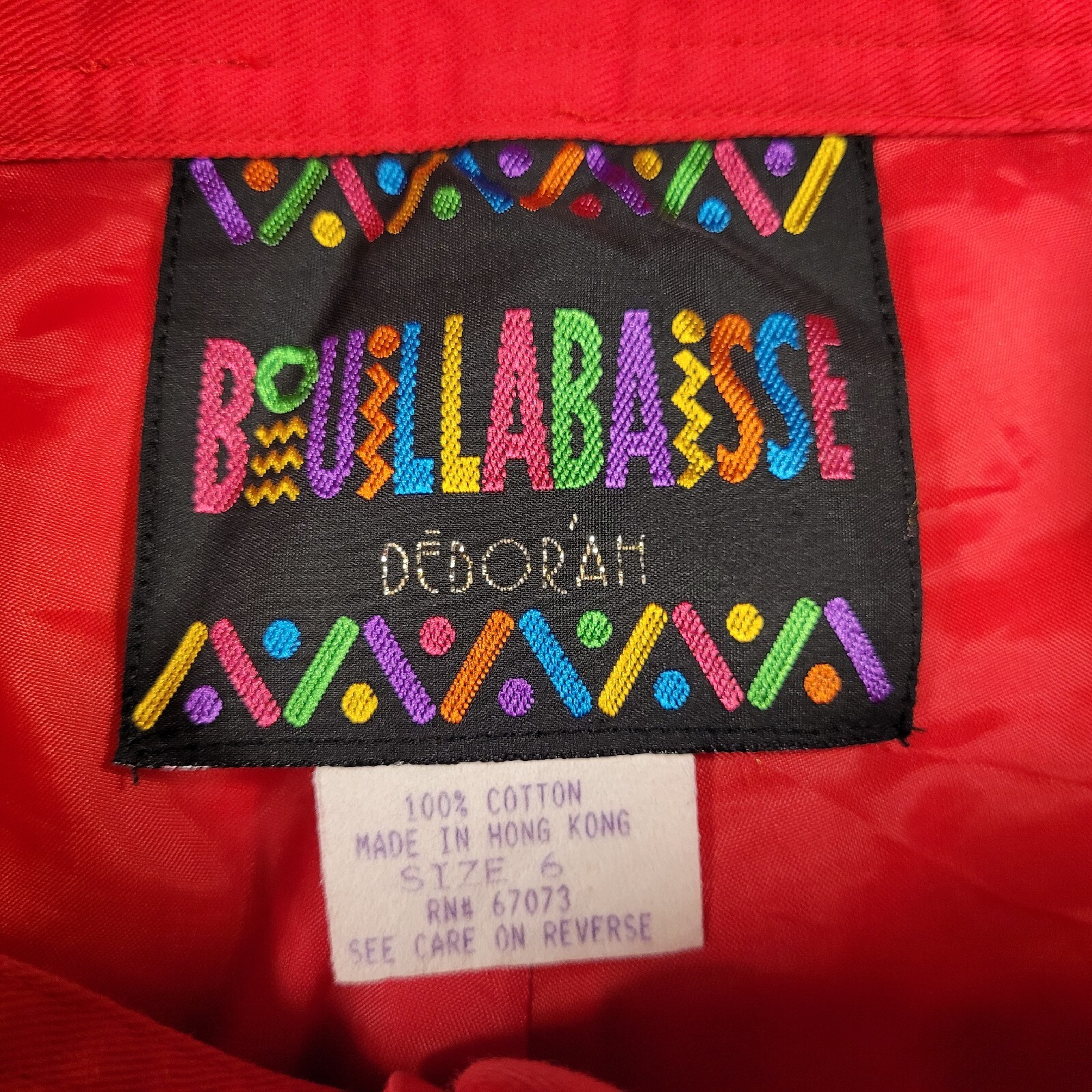 VTG BOUILLABAISSE by Deborah, Red Lined Pant Womens Size 6 Baggy Cotton RARE 80s