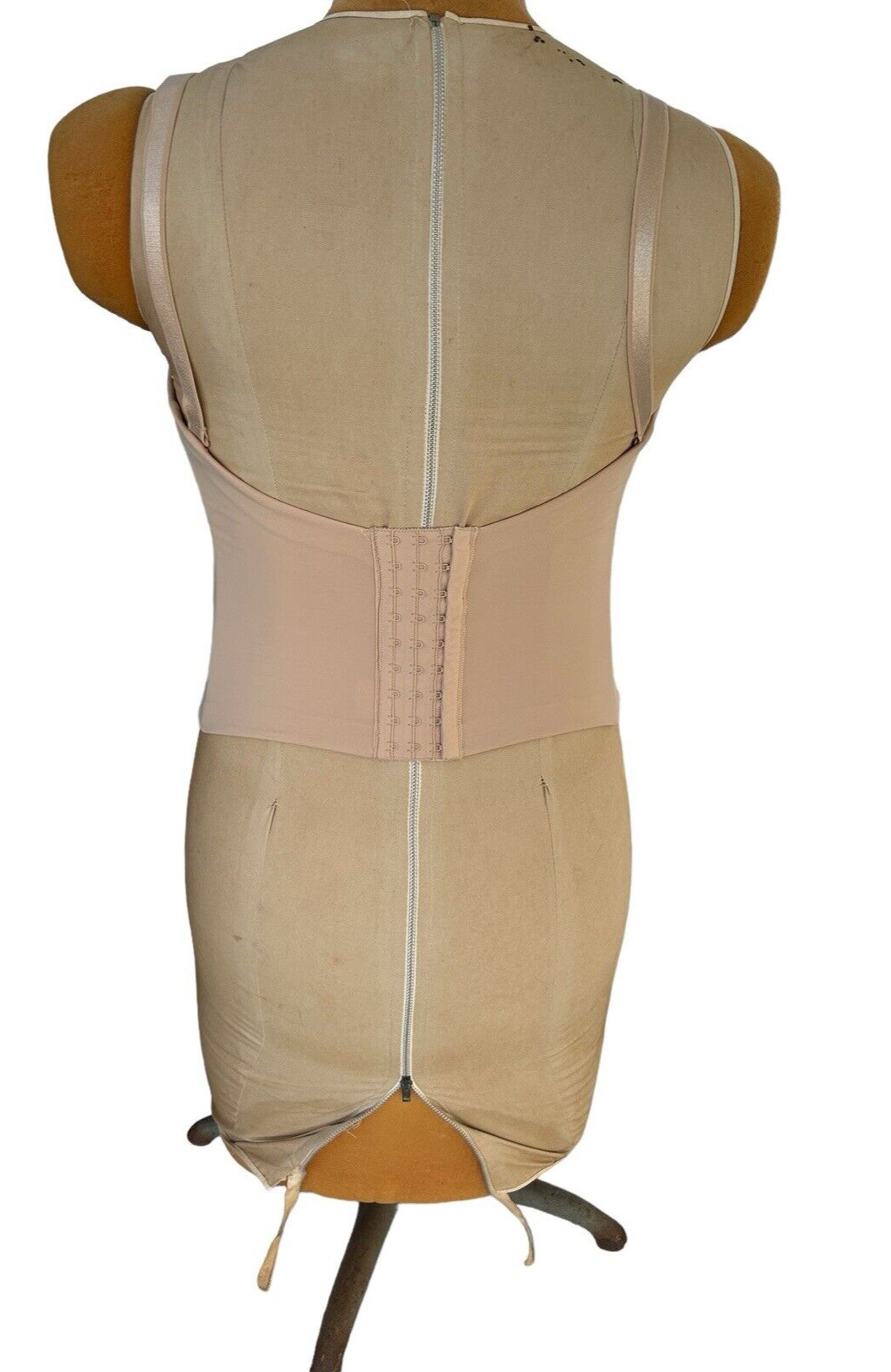 Vintage Push Up Bustier Size 38B Beige 3 Sets of Hooks Padded Made in USA READ