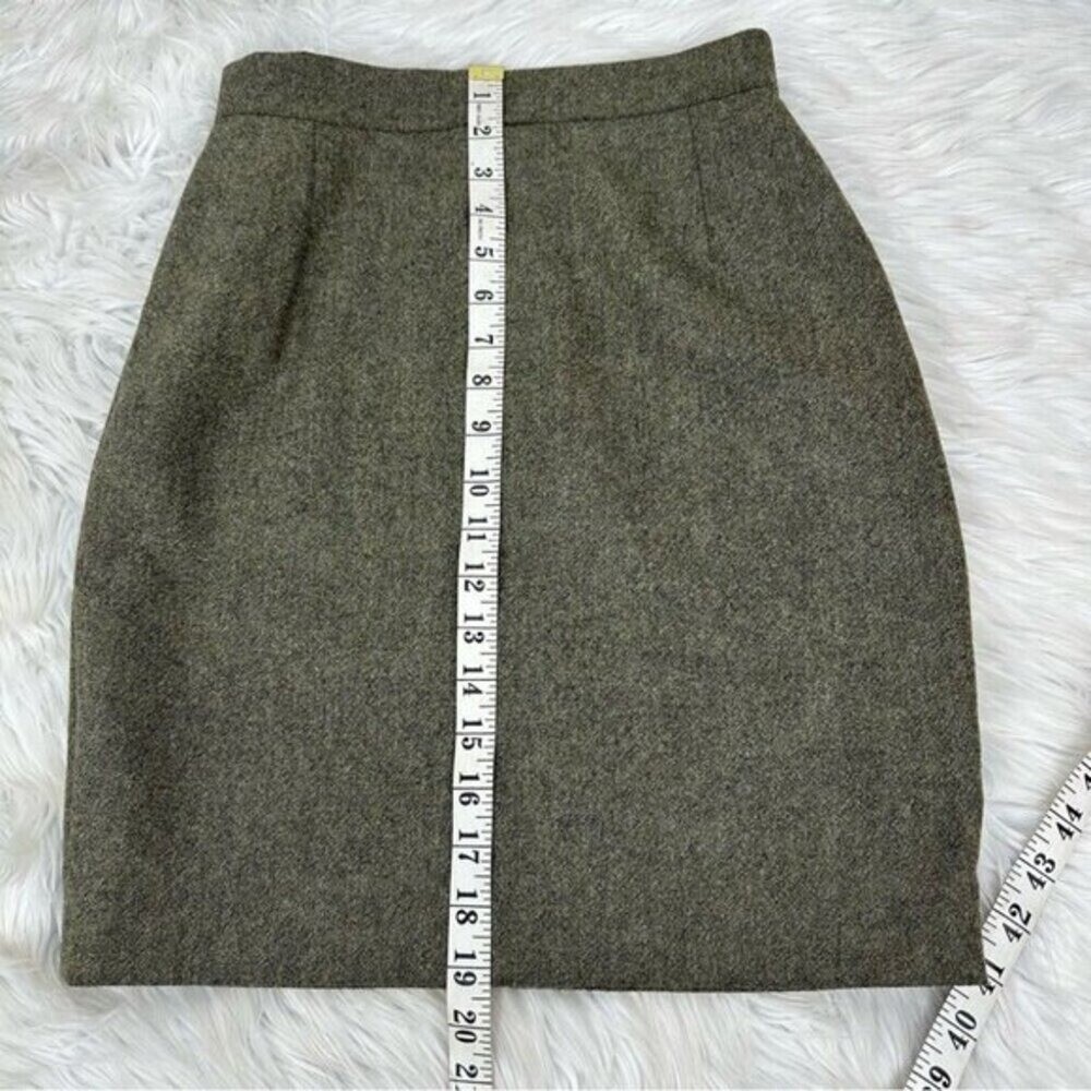 Fendi Olive Green 100% Virgin Wool Pencil Skirt Made in Italy Size FR 38/ US 25
