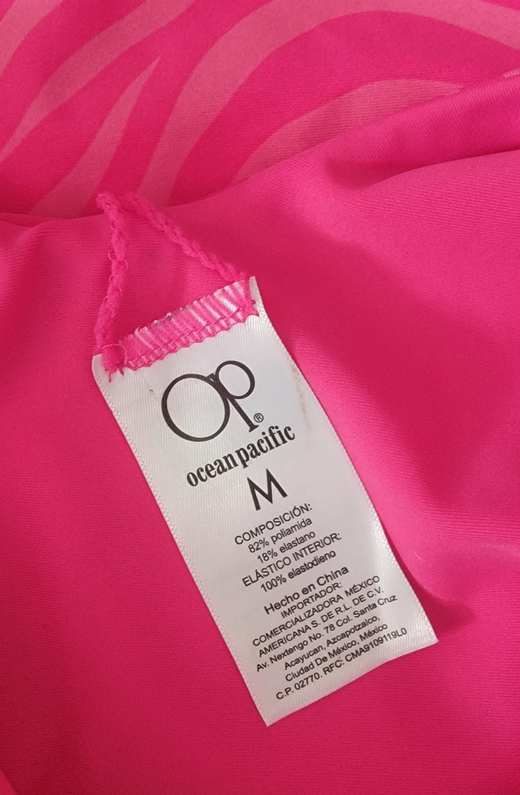 Vtg Ocean Pacific OP Hot Pink One Piece Zebra Print Swimsuit Medium