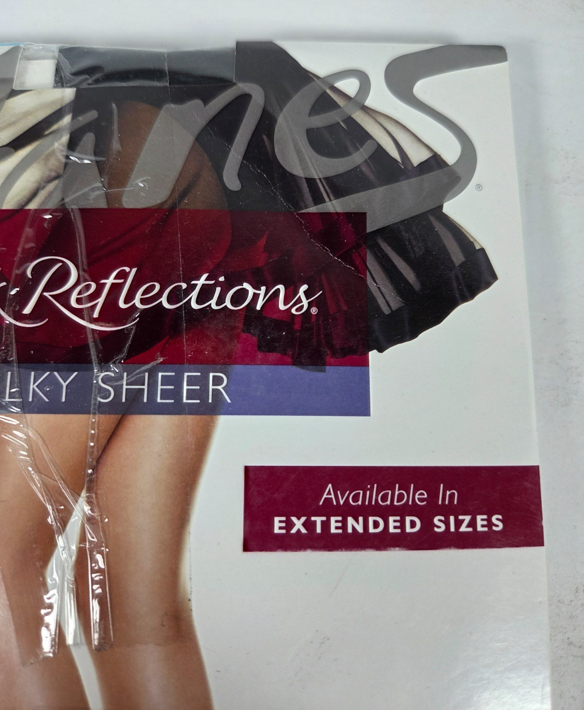 2 Hanes Silk Reflections Silky Sheer Pantyhose Sz CD Jet Black CT Sheer Toe #717